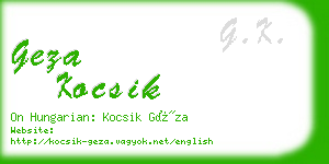 geza kocsik business card